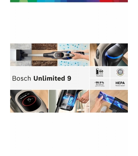 Пылесос вертикальный Bosch BCS931GAC серый, питание от аккумулятора, 2200 Вт, уборка сухая, пылесборник 0.4 л