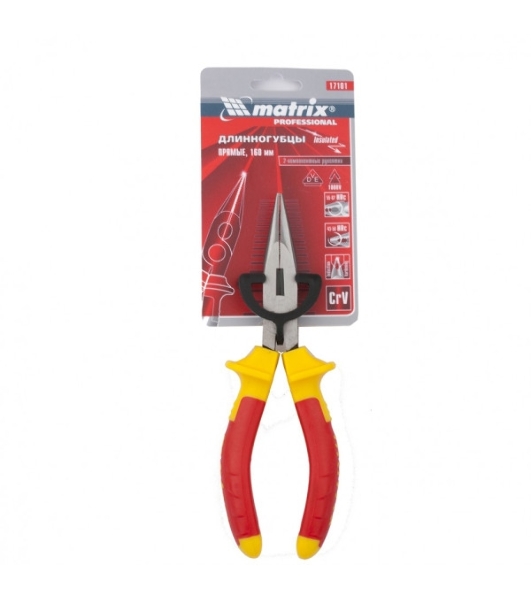 Длинногубцы Matrix прямые Insulated 17101 160 мм, двухкомпонентные рукоятки PROFESSIONAL