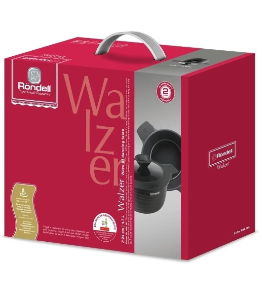 Кастрюля Rondell Walzer RDA-766, 4.7 л, 24 см, с крышкой, черный