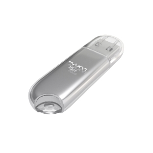 Флешка USB Maxvi P1 (FD16GBUSB20C10P1 silver), 16GB, USB 2.0, R/W 12/5, серебристый