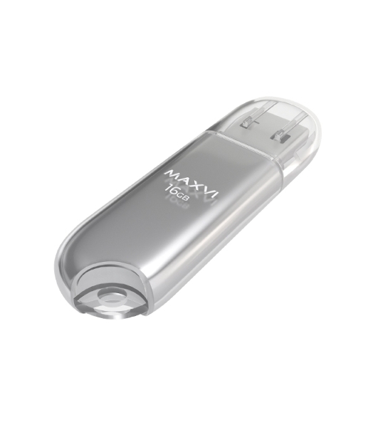 Флешка USB Maxvi P1 (FD16GBUSB20C10P1 silver), 16GB, USB 2.0, R/W 12/5, серебристый