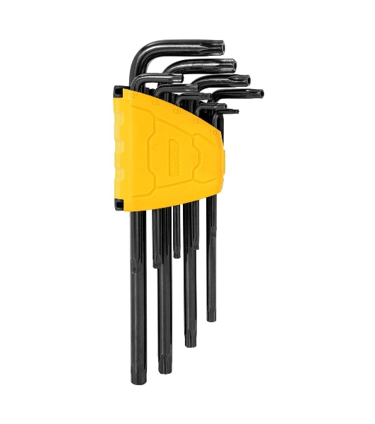 Набор шестигранных ключей ';TORX'; удлиненных Deli DL234209H 9 шт Материал CR-V. Спецификация: T10,T15,T20,T25,T27,T30,T40,T45,T50, пластиковый держатель