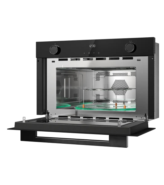 Встраиваемая микроволновая печь Kuppersberg HMW 611 BB, High-Tech, 34 л, поворотное/сенсорное управление, мощность 900 Вт, 5 уровней мощности, 10 автоматических программ, размораживание, гриль, конвекция, поворотный стол, черный