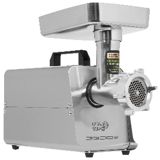 Мясорубка электрическая HOLT HT-MG-010 серый, 3300 Вт, 3.5 кг/мин, реверс, насадки - 4