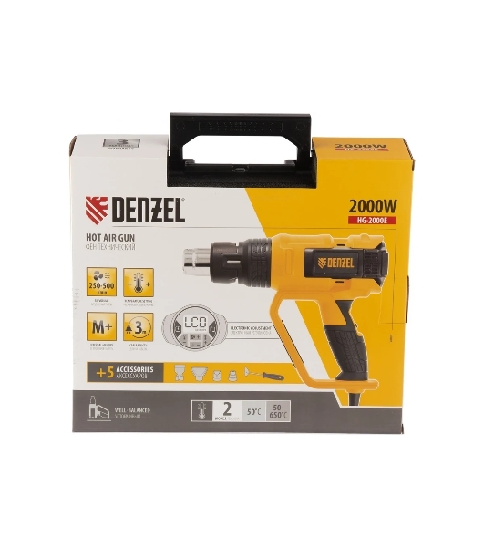 Фен технический Denzel HG-2000E, 2000 Вт, 2 режима, LCD дисплей