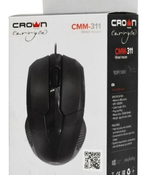Мышь проводная CROWN CMM-311 черный