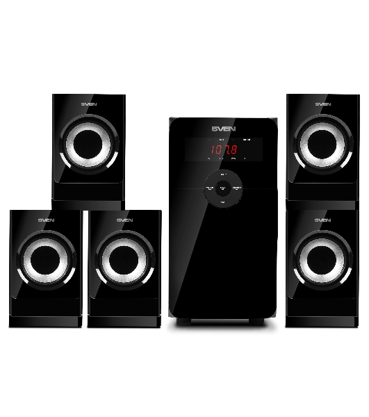Компьютерная акустика SVEN АС HT-201, черный (80 Вт, Bluetooth, пульт, дисплей, FM, USB, SD)
