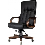 Кресло руководителя Бюрократ T-9932Walnut черный, эко.кожа, крестов. металл/дерево, фото4