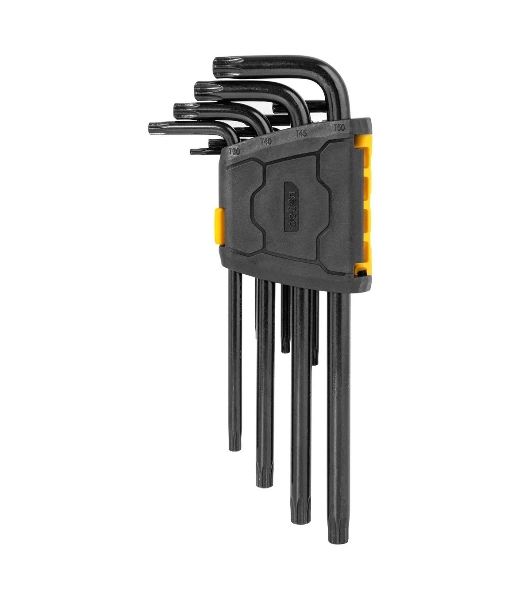 Набор шестигранных ключей ';TORX'; удлиненных Deli DL234209H 9 шт Материал CR-V. Спецификация: T10,T15,T20,T25,T27,T30,T40,T45,T50, пластиковый держатель