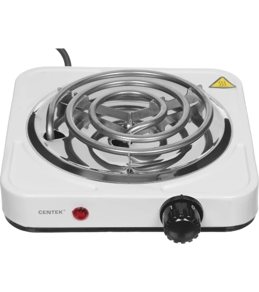 Электрическая плитка Centek CT-1508 (белый) 1конфорка ТЭН 140мм, 1000Вт, индикатор работы