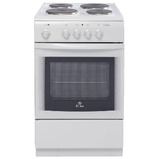 Плита электрическая De Luxe 506004.04 Э белый, конфорок 4 шт, духовка 54 л, 50 см x 85 см x 60 см