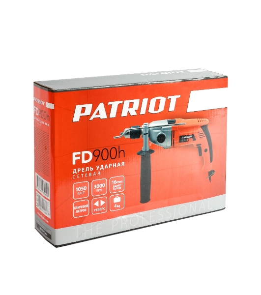 Дрель электрическая ударная PATRIOT FD 900h, 2 скорости, с ударом, мощность 1050Вт, макс.диаметр 16мм, глубиномер + дополнительная ручка