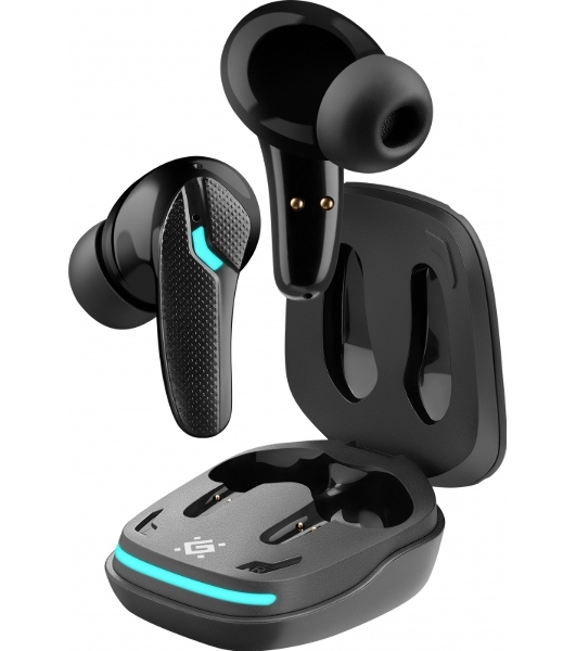 Наушники TWS Defender CyberDots 285 черный, внутриканальные, Bluetooth, светодиодная подсветка, до 4 ч