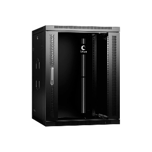 Шкаф телекоммуникационный настенный Cabeus SH-05F, 19', 15U, 769х600х600 мм (ВхШхГ), дверь: стекло, разборный, черный