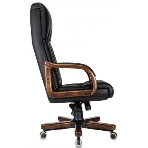 Кресло руководителя Бюрократ T-9932Walnut черный, эко.кожа, крестов. металл/дерево, фото5