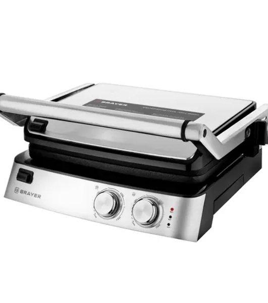 Гриль-пресс электрический BRAYER BR2007, 2000 Вт, съем.пласт 29x23 см, рег.расст,макс.темпер 240 С