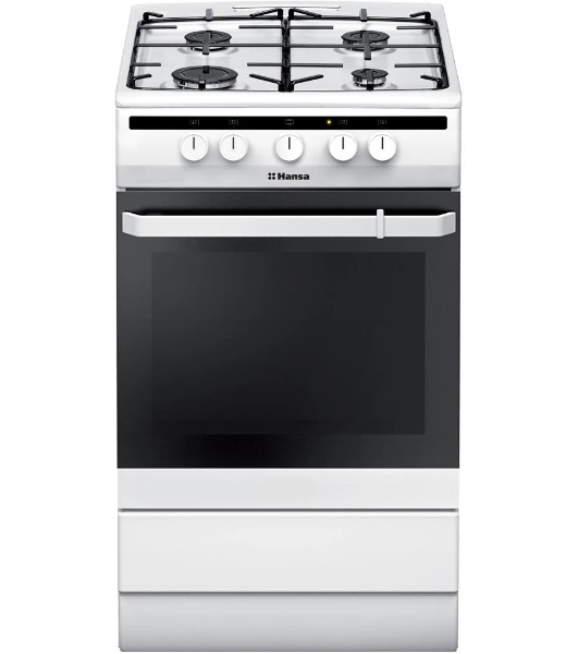 Плита газовая Hansa FCGW51001 белый, конфорок 4 шт, духовка 56 л, 50 см x 85 см x 60 см