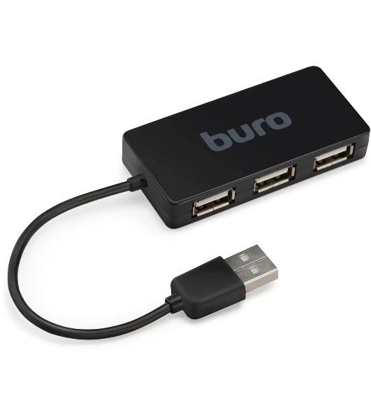 USB-концентратор Buro BU-HUB4-U2.0-Slim, USB, USB 4 порта, USB
