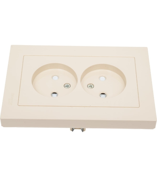 Розетка 2-м СП AtlasDesign 16А IP20 без заземл. защ. шторки в сборе беж. SE ATN000222