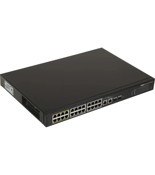 Коммутатор Dahua DH-LR2226-24ET-360, 24×100 Мбит/с + 2×1 Гбит/с + 2×1 Гбит/с Combo, управляемый