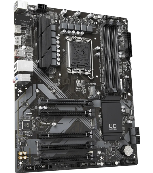 Материнская плата Gigabyte B760 DS3H DDR4, LGA 1700, Intel B760, 4xDDR4, 4xSATA, 2xM.2, 1xPCIe 4.0 x16, 4xPCIe 3.0 x1, 1xHDMI, 1xDP, 1x 1Gb LAN, 1xUSB 3.2 Gen 2, 1xUSB 3.2 Gen 2x2, 4xUSB 2.0, 3x3.5 мм, 7.1, ATX