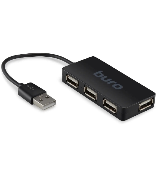 USB-концентратор Buro BU-HUB4-U2.0-Slim, USB, USB 4 порта, USB