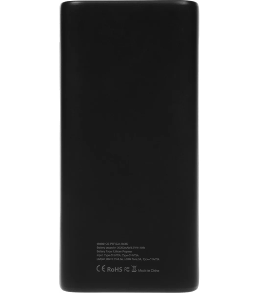 Портативный аккумулятор Cactus CS-PBFSJA-30000 30000mAh 4.5A 2xUSB-A/USB-C черный