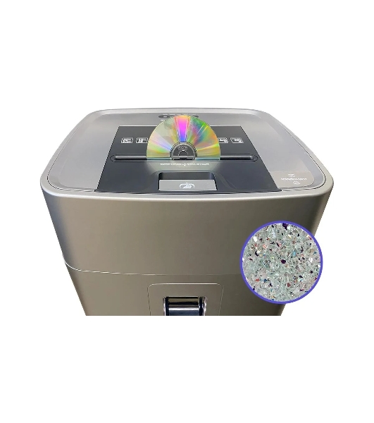 Шредер Office Kit SA375 серый/черный с автоподачей (секр.P-4) фрагменты 375лист. 42лтр. скрепки скобы пл.карты CD