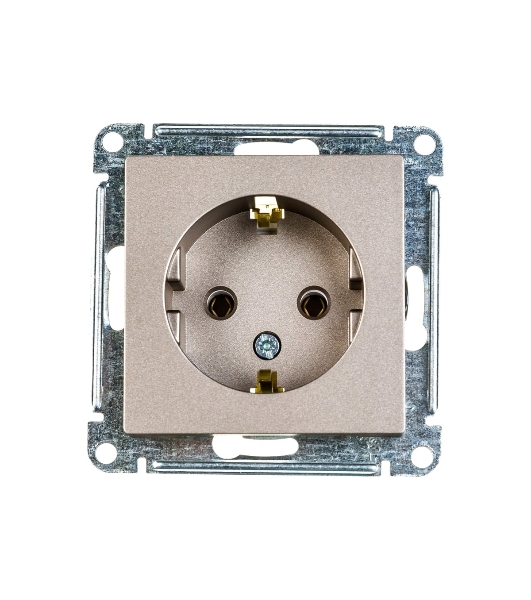 Механизм розетки 1-м СП AtlasDesign с заземл. 16А шампань SchE ATN000543