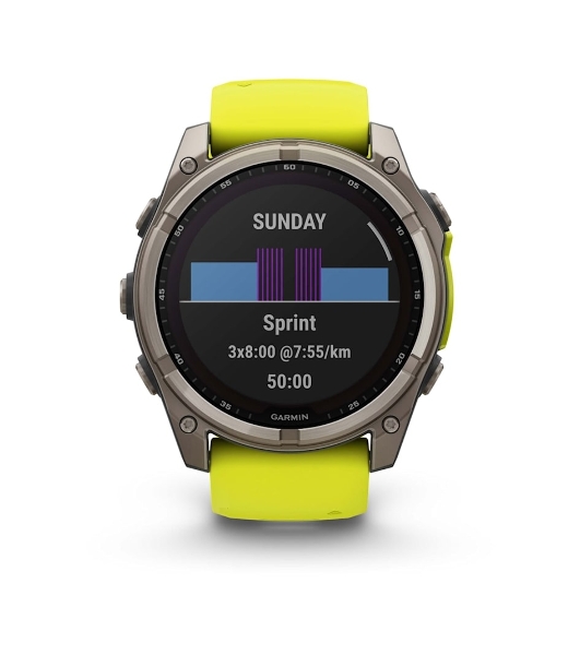 Умные часы Garmin Fenix 8 Solar Sapphire, 1.6' AMOLED, Wi-Fi, Bluetooth, NFC, 100м, серый / желтый