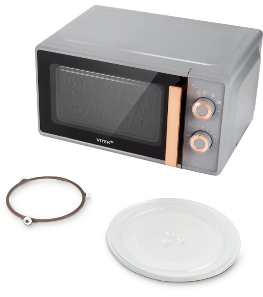 Микроволновая печь Vitek VT-MW1920 серый/золотистый, 20 л, 700 Вт, переключатели — поворотный механизм