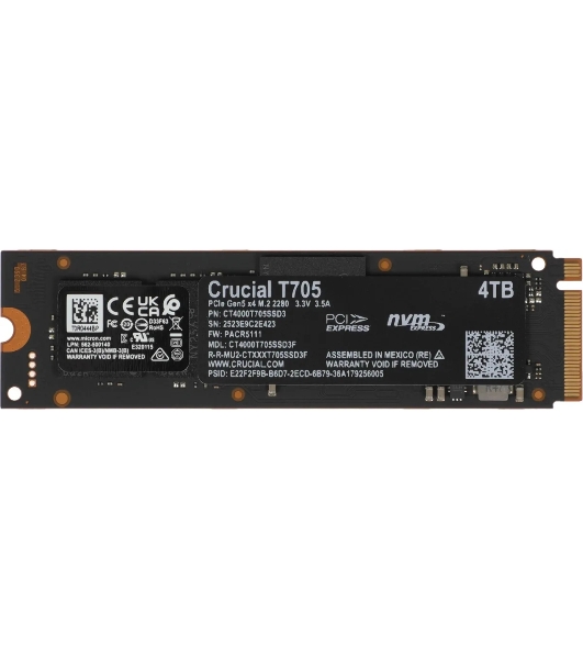 Накопитель SSD Crucial T705 4Tb PCIe Gen5 NVMe M.2 SSD CT4000T705SSD3