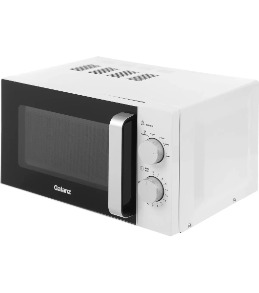 Микроволновая печь Galanz MOS-2401FMW белый, 20 л, 800 Вт, переключатели - поворотный механизм