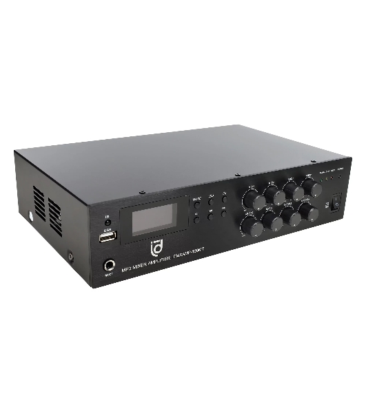 Микшер-усилитель Intrend ITMXAMP-120MT MP3, FM тюнер, USB, Bluetooth, 2хMic/3хLine входы, 1хLine выход,120 Вт, 4/8Ом/100V, IR-пульт в комплекте