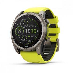 Умные часы Garmin Fenix 8 Solar Sapphire, 1.6' AMOLED, Wi-Fi, Bluetooth, NFC, 100м, серый / желтый