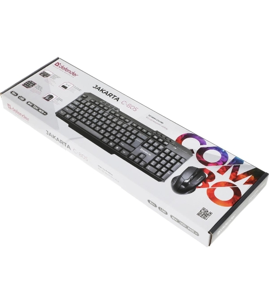 Комплект клавиатура+мышь Defender Jakarta C-805 беспроводной, USB, 1600 DPI, чёрный