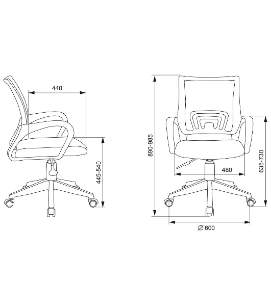 Кресло Бюрократ CH-W695NLT TW-04 TW-12 темно-серый, сетка/ткань, 120 кг, механизм качания