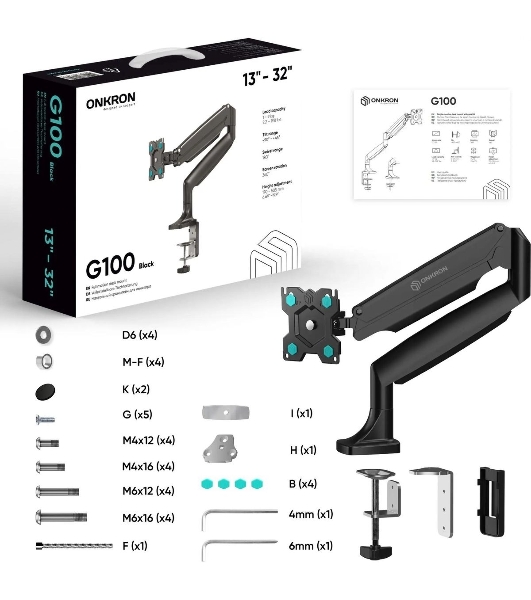 Кронштейн ONKRON G100 для монитора 13'-32' настольный, черный