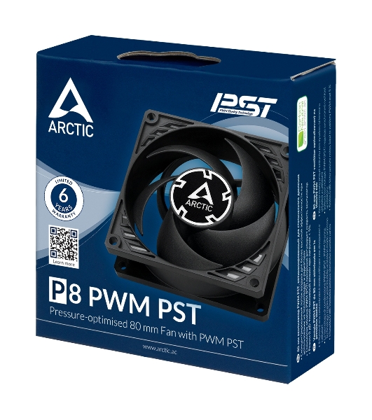 Вентилятор для корпуса Arctic P8 PWM PST черный, 80 мм, 3000 об/мин, 22.5 дБ, 4 pin