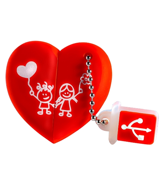 Флешка USB Smartbuy Wild Heart (SB32GbHeart), 32Gb, USB 2,0, R/W 25/15, красное Сердце