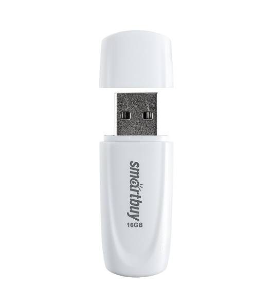 Флешка USB Smartbuy Scout White (SB016 Gb2SCW), 16Gb, USB 2.0, R/W 15/8, белый