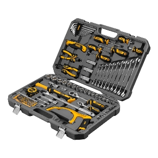 Набор инструментов Denzel 1/2', 1/4', CrV, S2, пластиковый кейс, 100 предметов
