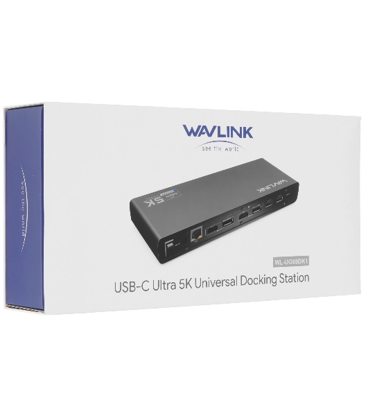 Док-станция WAVLINK WL-UG69DK1, USB Type-C, DisplayPort/HDMI/RJ-45/USB Type-C/Jack 3.5mm, USB