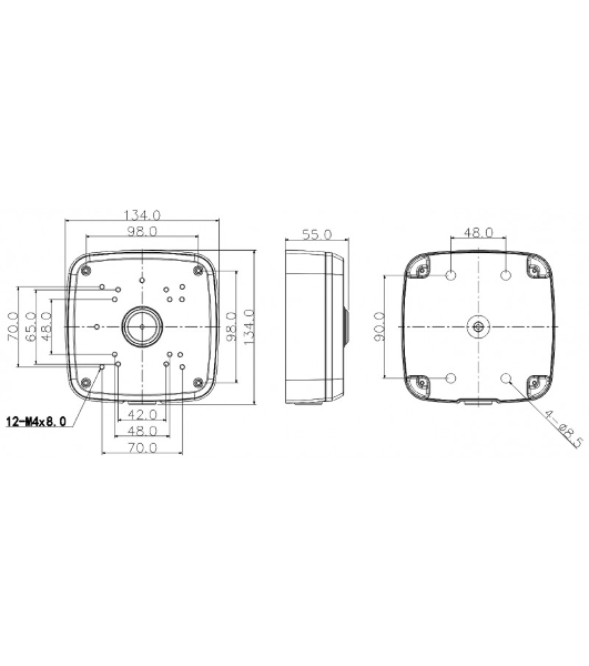 Настенная коробка Dahua для корпусов серий HDW2 Junction Box PFA121