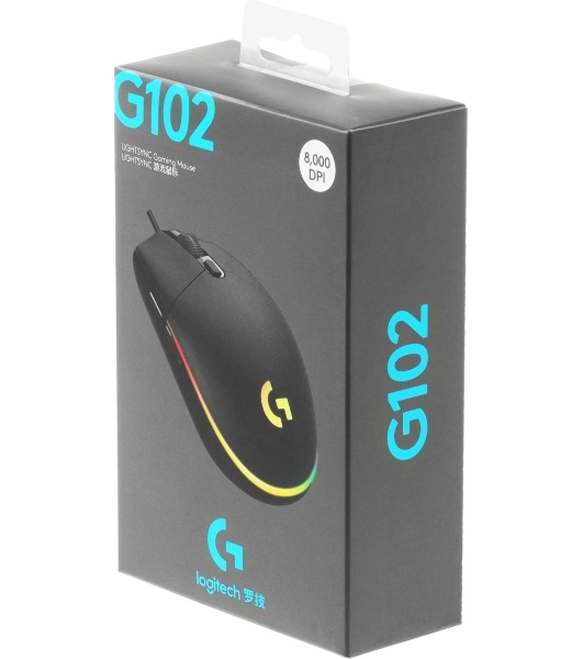 Мышь проводная Logitech G102 LIGHTSYNC черный, 8000 dpi, USB, кнопки - 6
