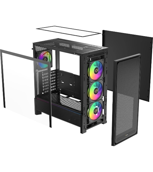 Корпус Ocypus Delta C70 BK ARGB, Midi-Tower, чёрный, 4 x 120 мм