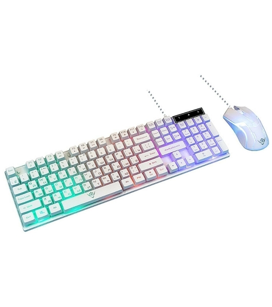 Комплект клавиатура+мышь Nakatomi KMG-2305U проводной, USB, 1600 DPI, белый