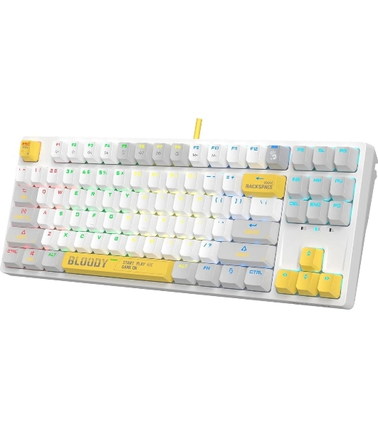 Клавиатура проводная A4Tech Bloody S87 Energy (S87 USB ENERGY WHITE) USB белый/желтый