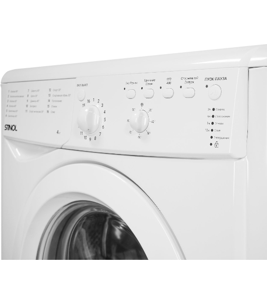 Стиральная машина Stinol WSTU 408 B белый, загрузка фронтальная 4 кг, 800 об/мин, класс A