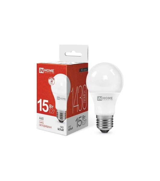 Лампа светодиодная IN HOME 4690612020273 LED-A60-VC 15 Вт 230В E27 4000К 1430 лм